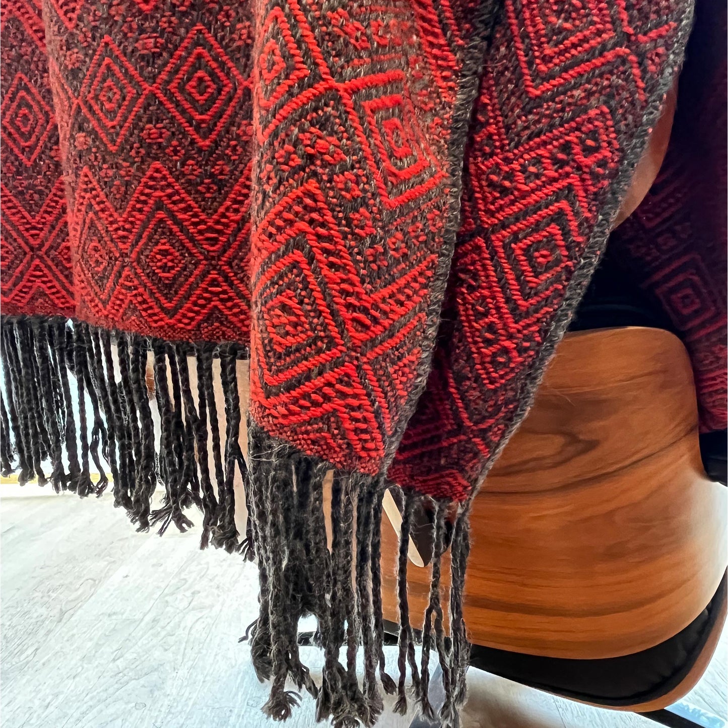 Dark Grey & Burnt Orange Peruvian Alpaca Throw