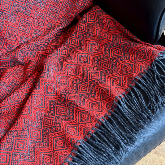 Dark Grey & Burnt Orange Peruvian Alpaca Throw