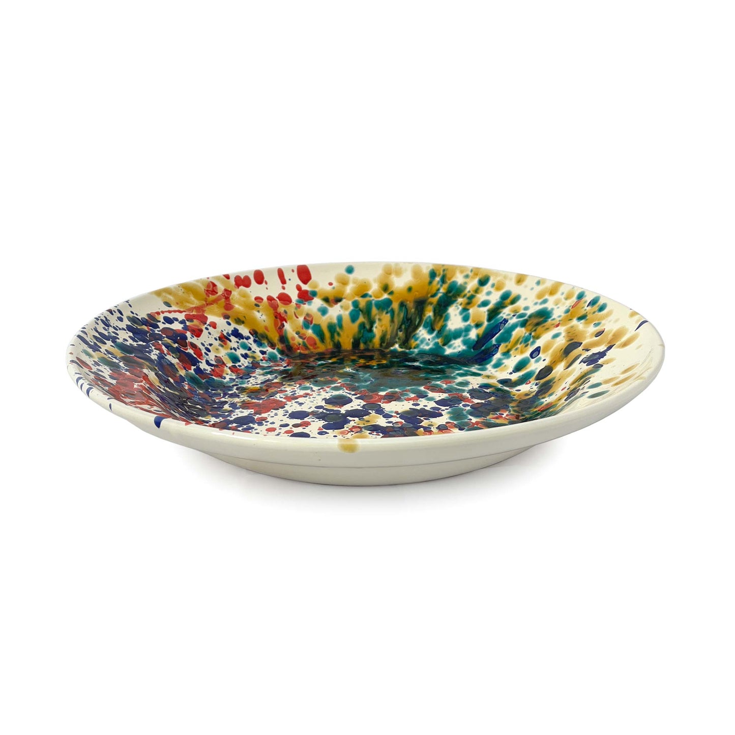 Nicola Fasano large ceramic platter with multicoloured splatter pattern.