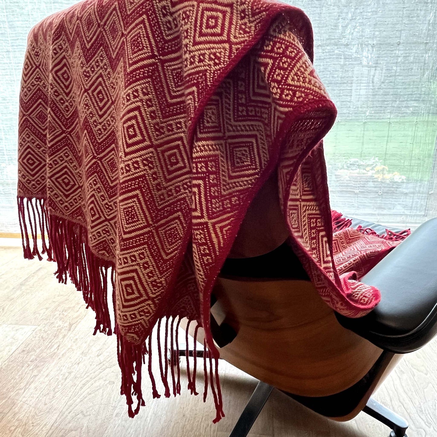 Scarlet & Cream Peruvian Alpaca Throw