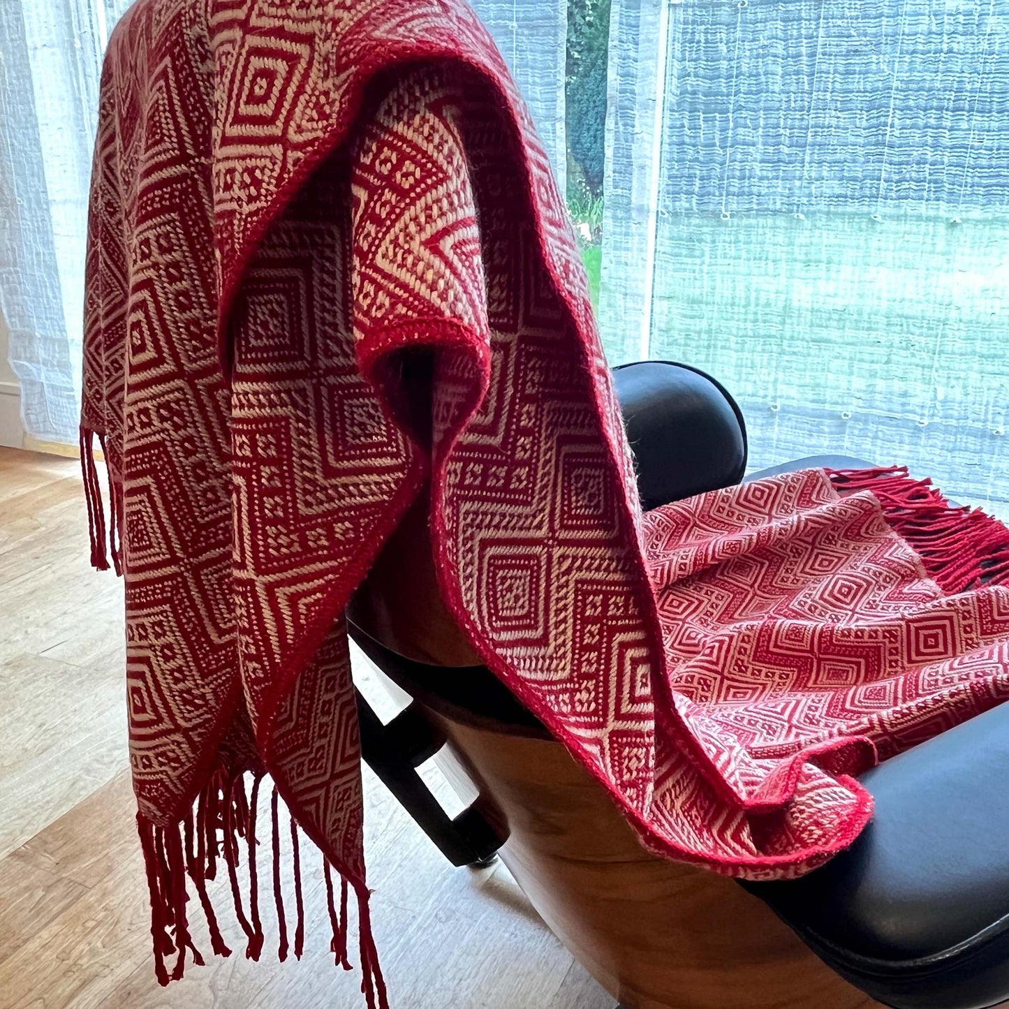 Scarlet & Cream Peruvian Alpaca Throw