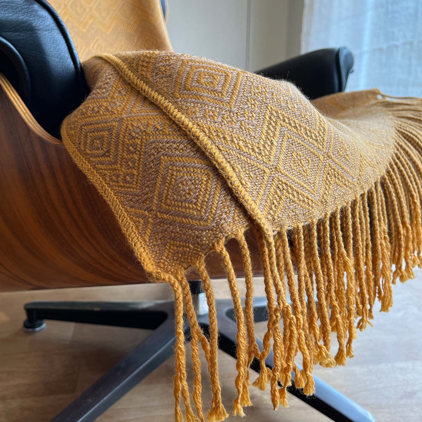 Saffron Yellow & Camel Peruvian Alpaca Throw