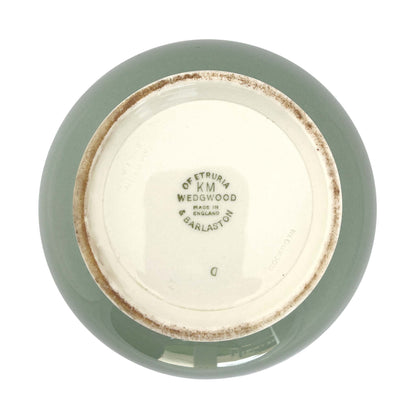 Vintage Wedgwood Keith Murray celadon vase with makers mark on white base