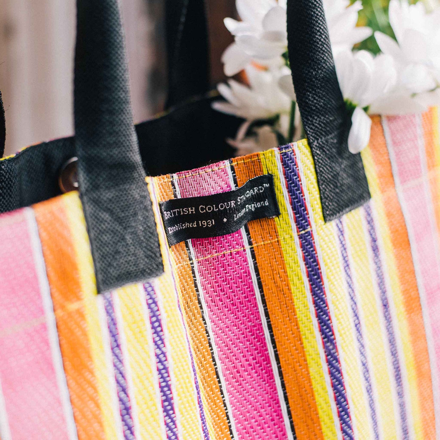 Woven Market Shopper in Spanish Orange & Grass Green