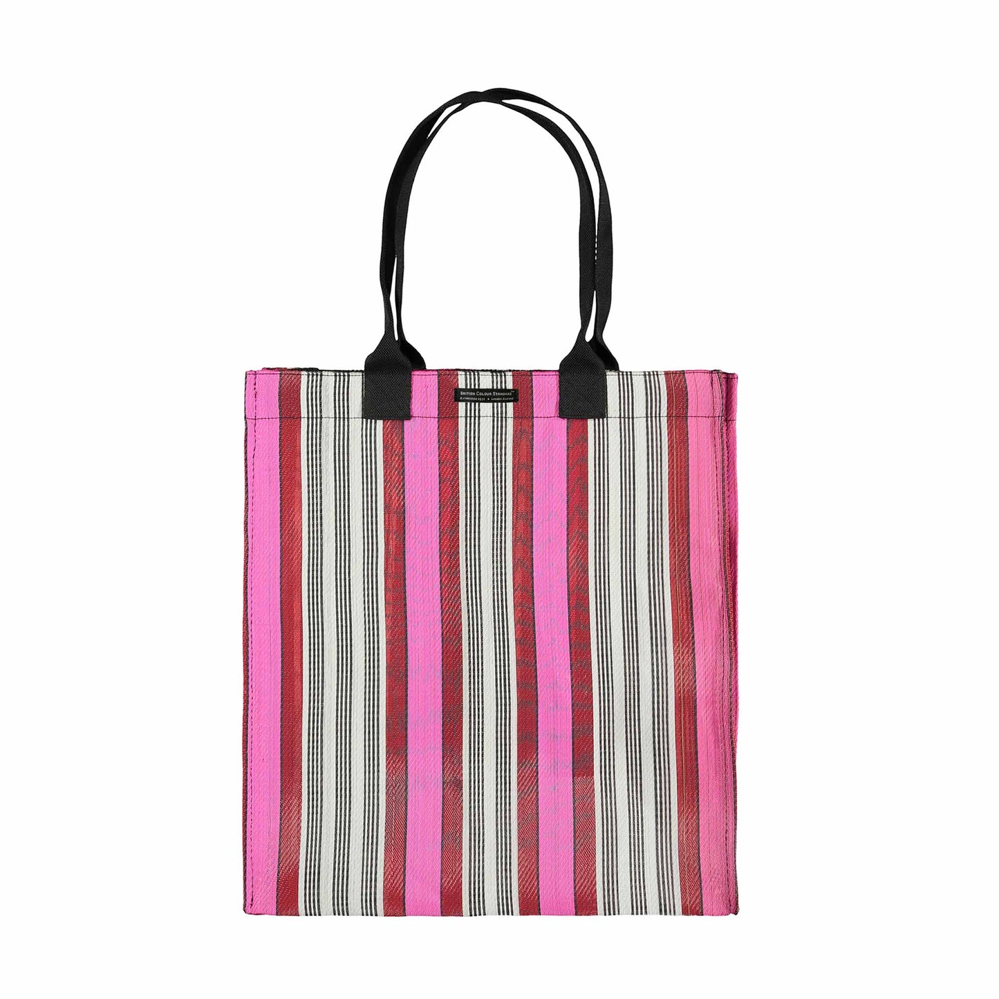 Woven Market Shopper in Neyron Rose, Guardsman Red, & Pearl White