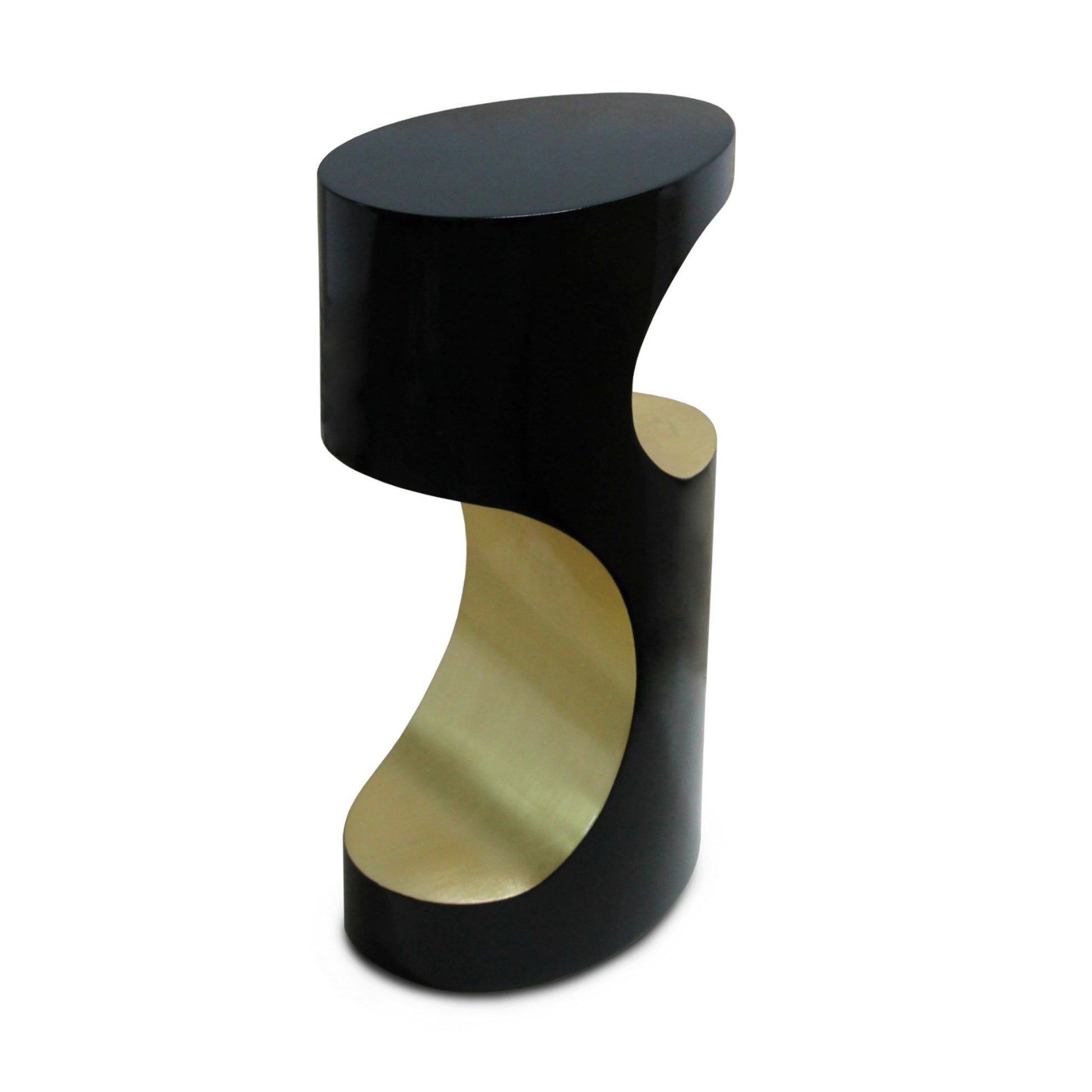 rear view of the black lacquer and gold side table