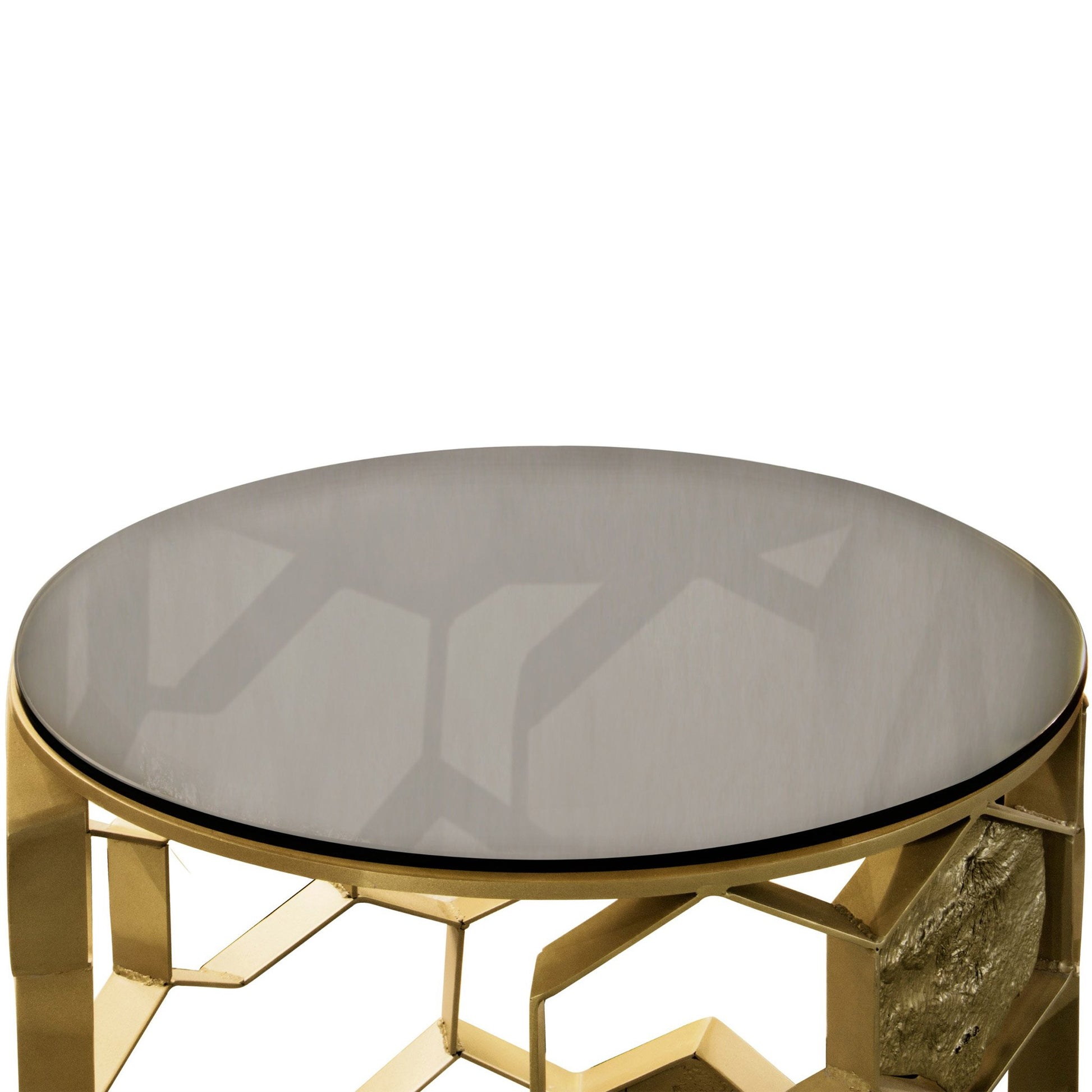 Gold luxurious Brass and glass side table glass