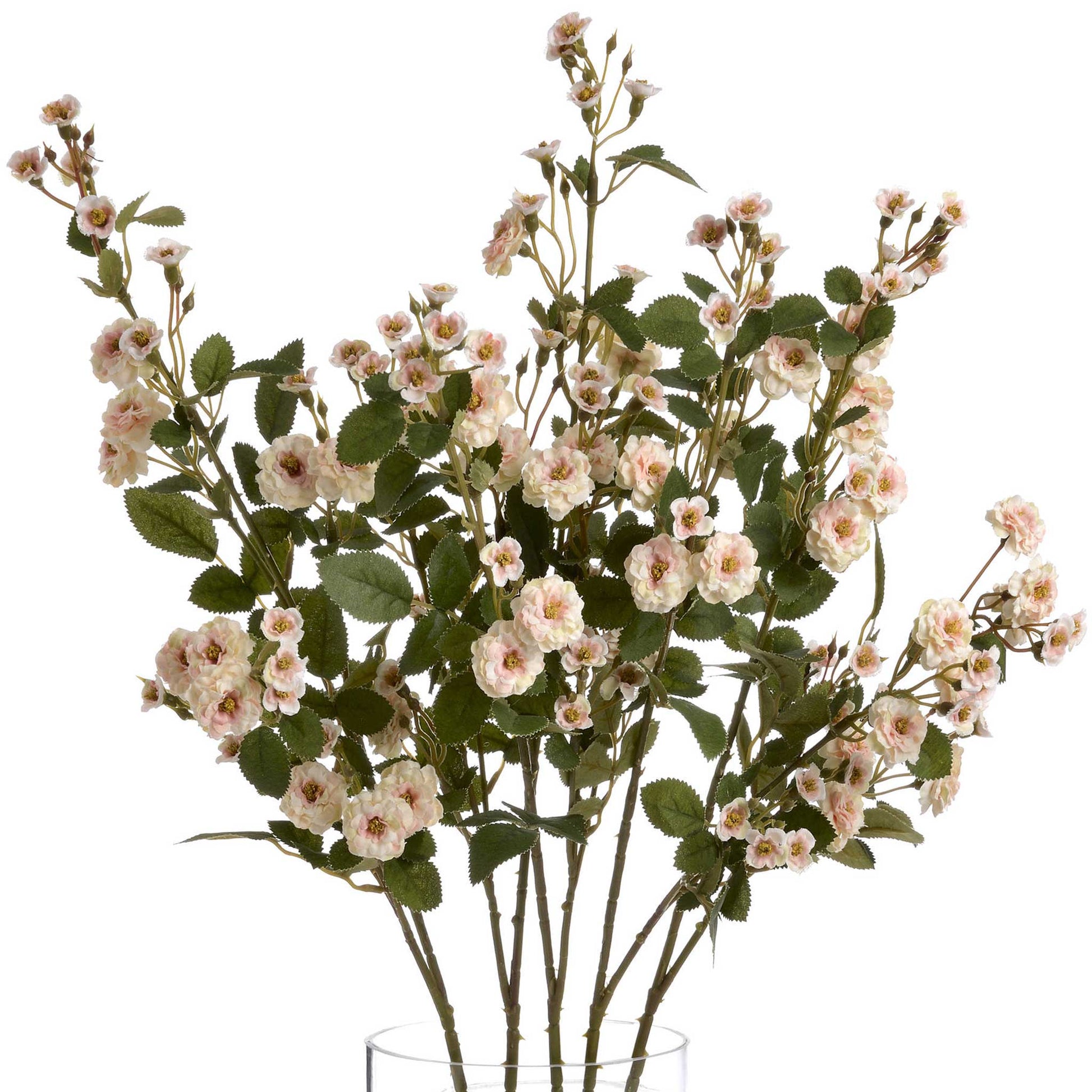 Bunch of miniature faux cream flower spray of wild meadow roses. 