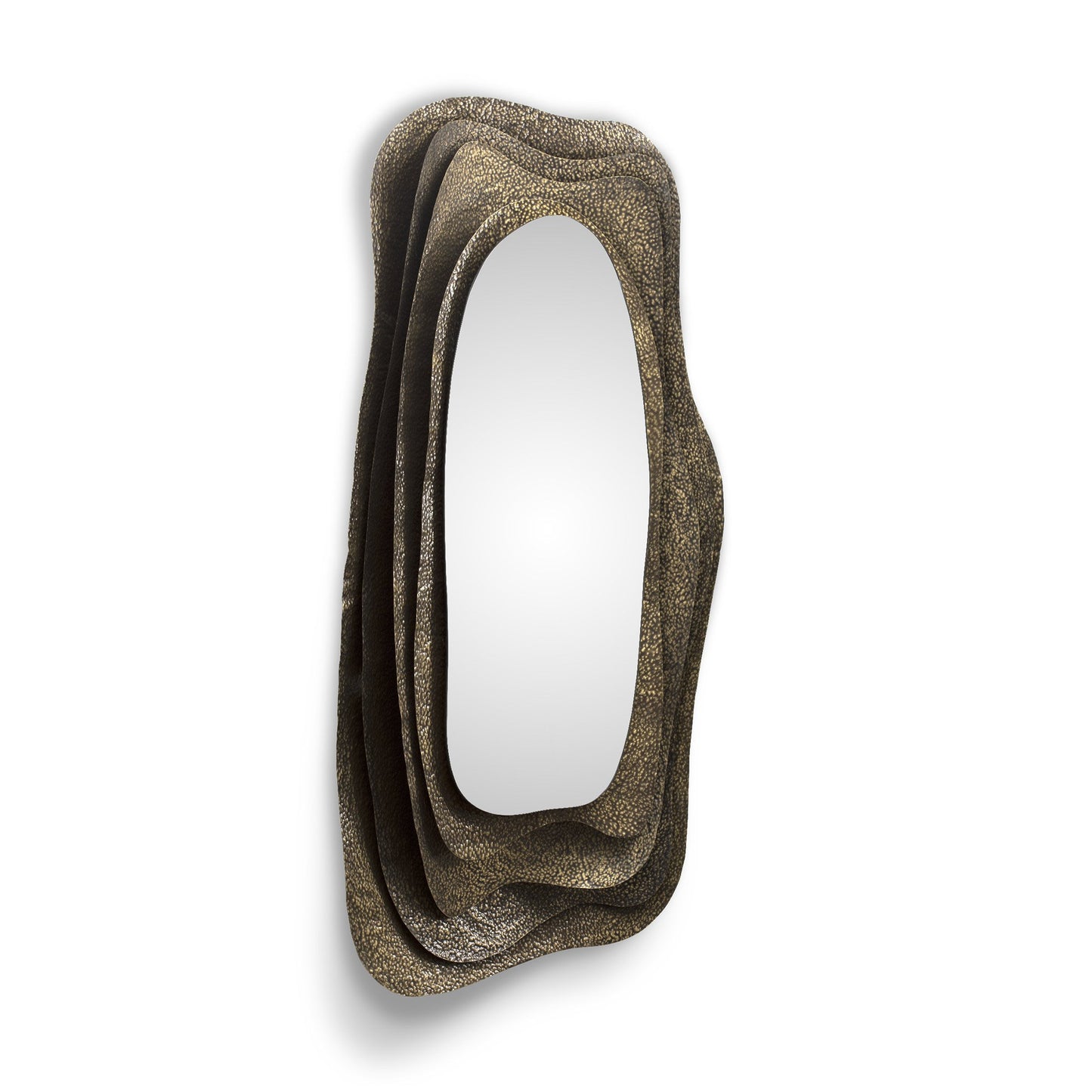 Dark brass sculptural mirror isometric