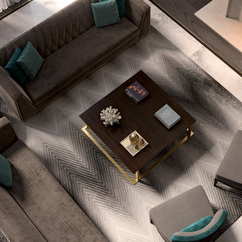 lifestyle image of the luxury coffee table at the centre of a living room