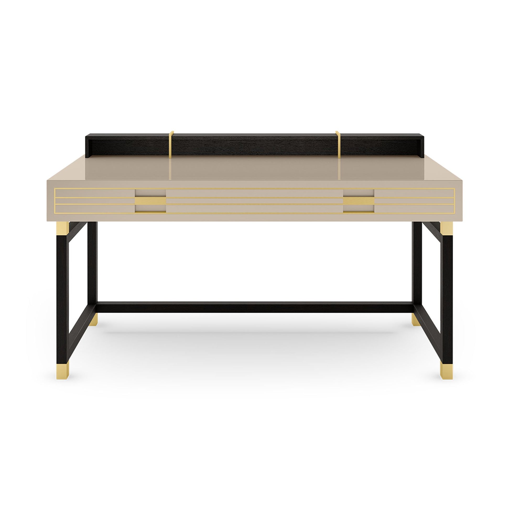 Solid wood designer desk with a satin open pore wood veneer top detail