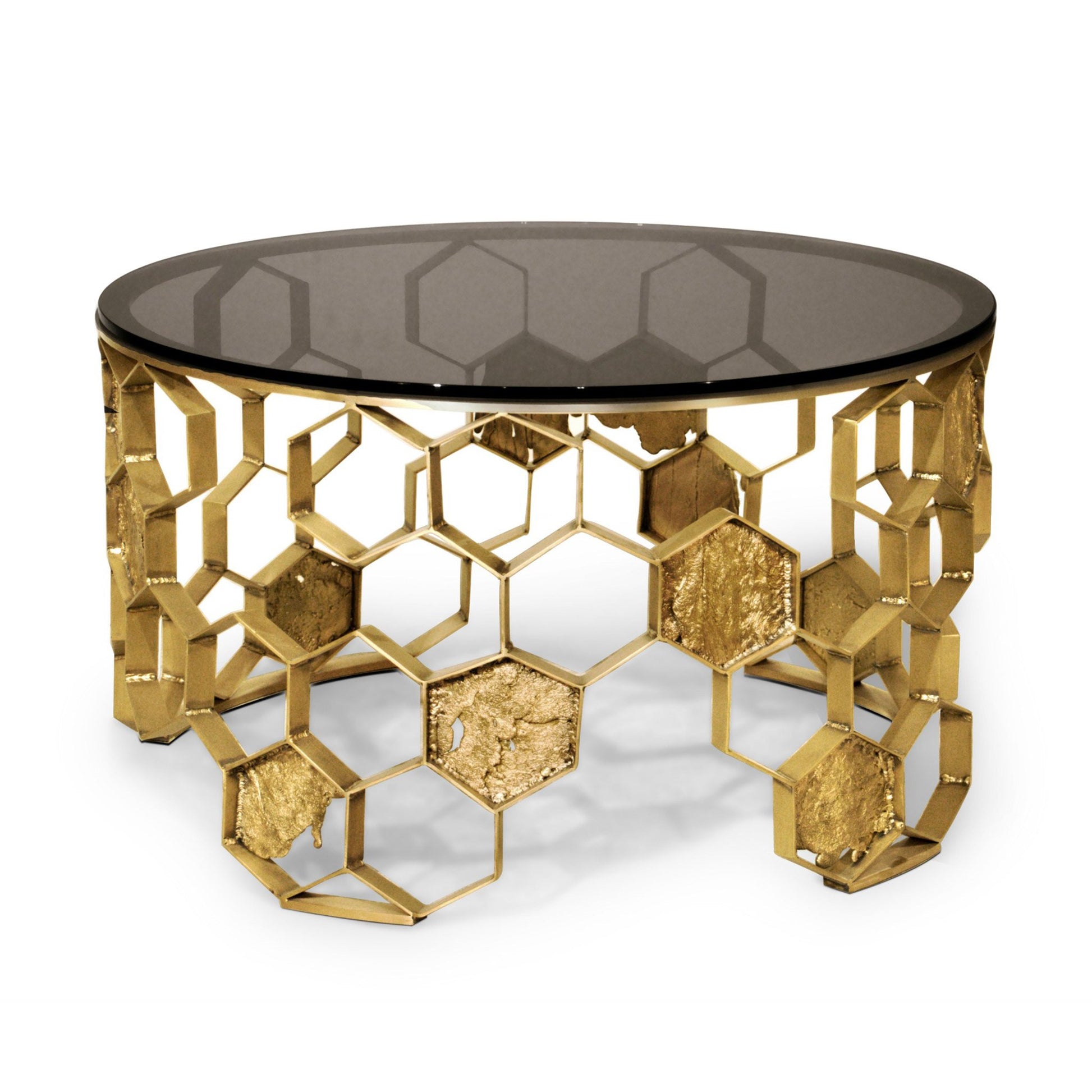 Stylist glass top gold coffee table top