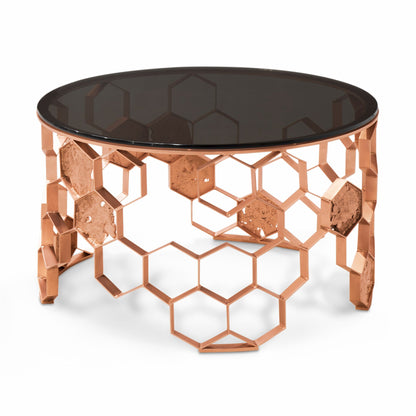 Top of Stylist glass top rose coffee table