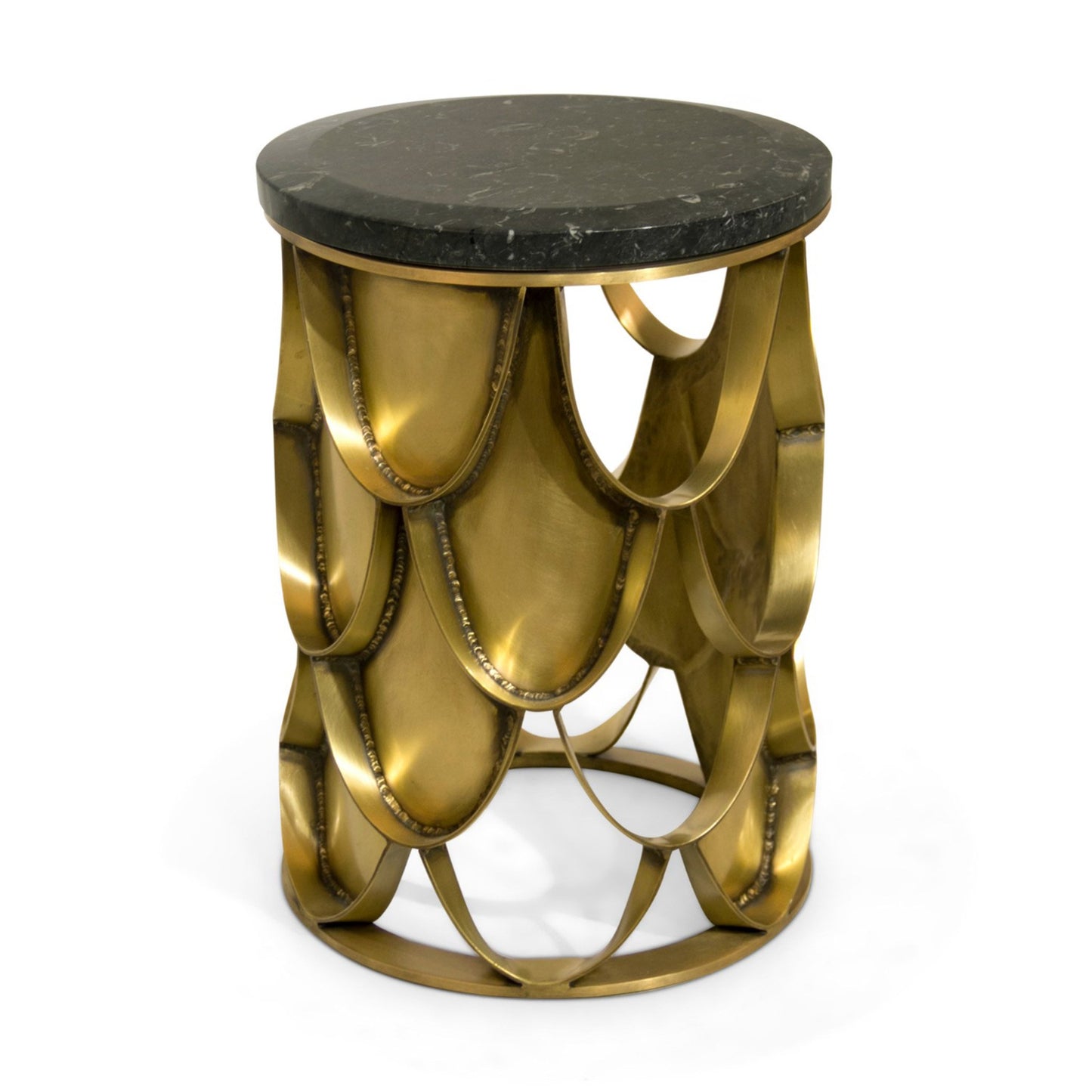 Gold round marble side table