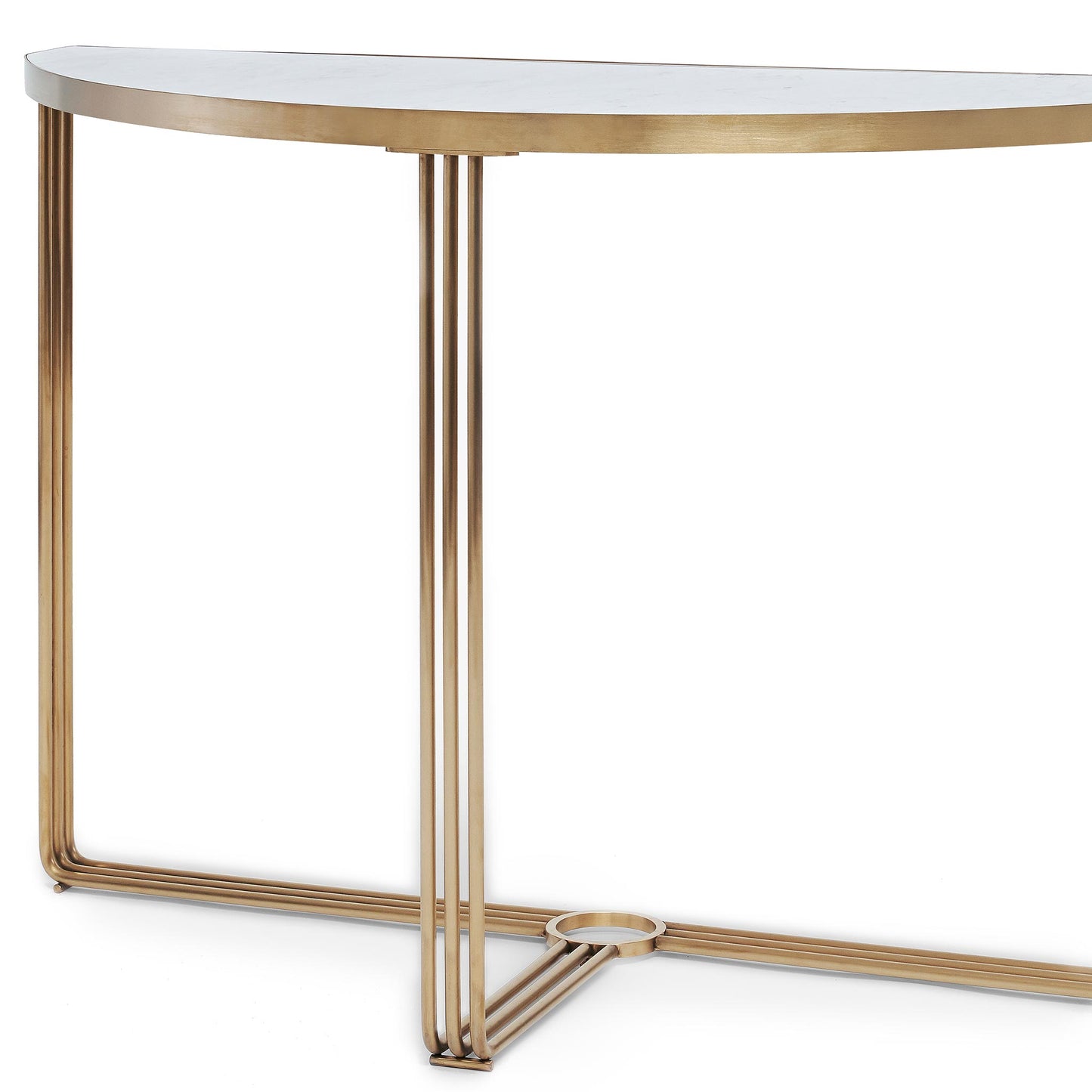 Half moon console table with marble and glass legs