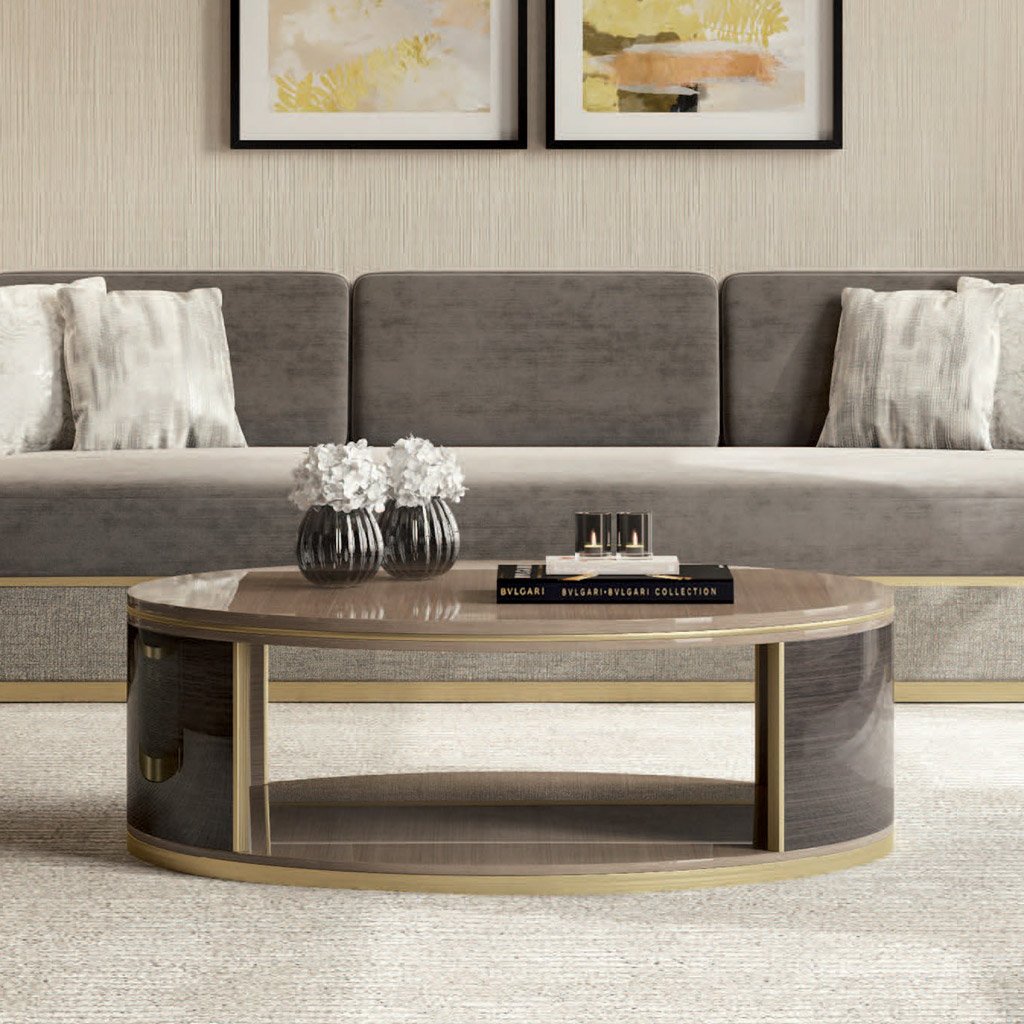 Luxury large round coffee table in luxurious living room