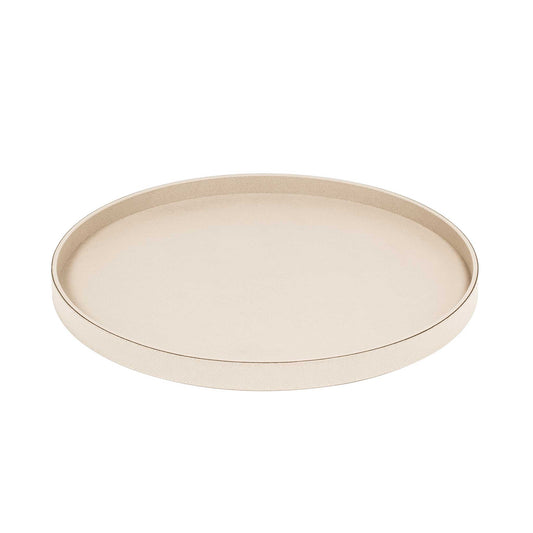 Large round cream luxury Italian leather tray