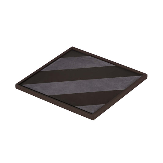 valet tray made with nappa leather and suede in diagonal, wide, two toned lines and stripes