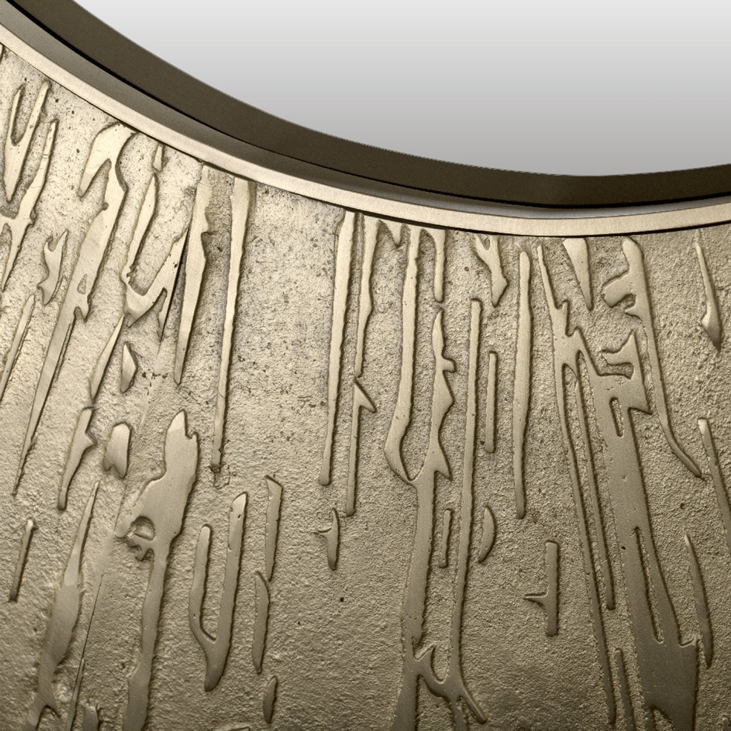 Detail of Luxury brass frame round mirror in luxury home