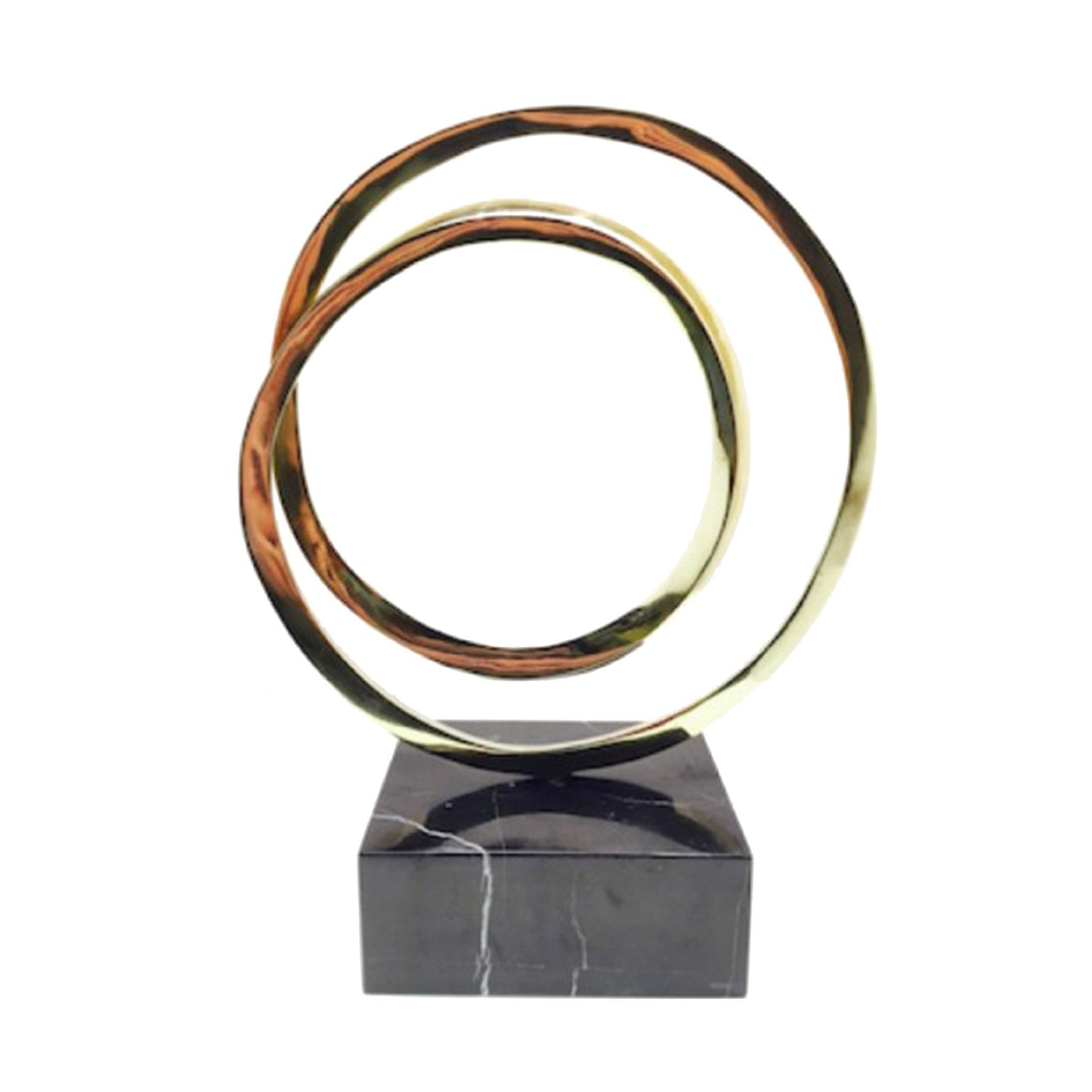 Luxury round bronze decor Infinity Sculpture with marble block base