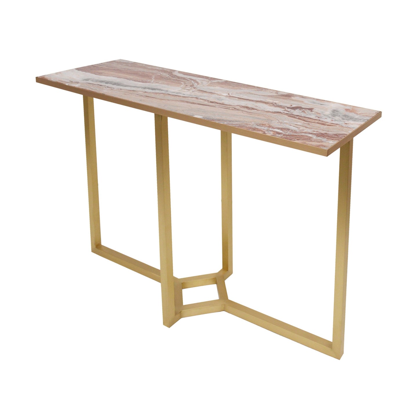 Pink marble top console table top side