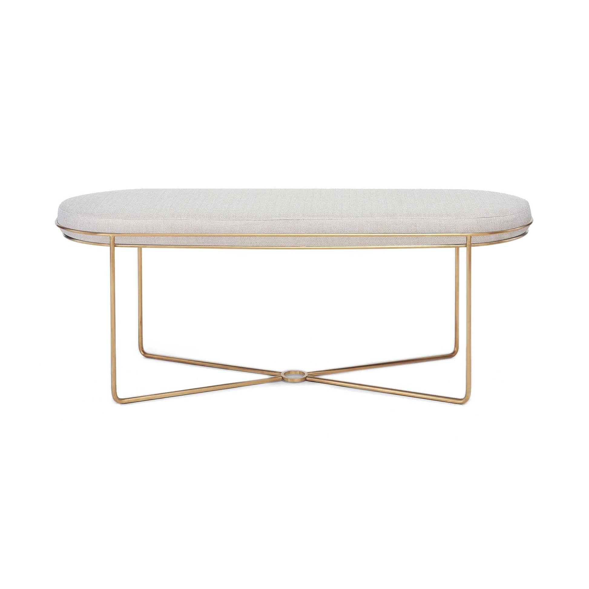 Metal frame upholstered bench white