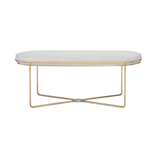 Metal frame upholstered bench white