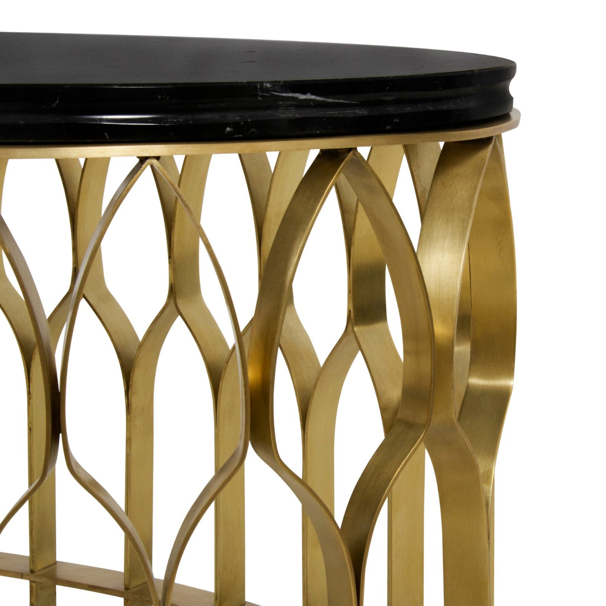 Luxurious middle eastern coffee table with a gold base and marble detail