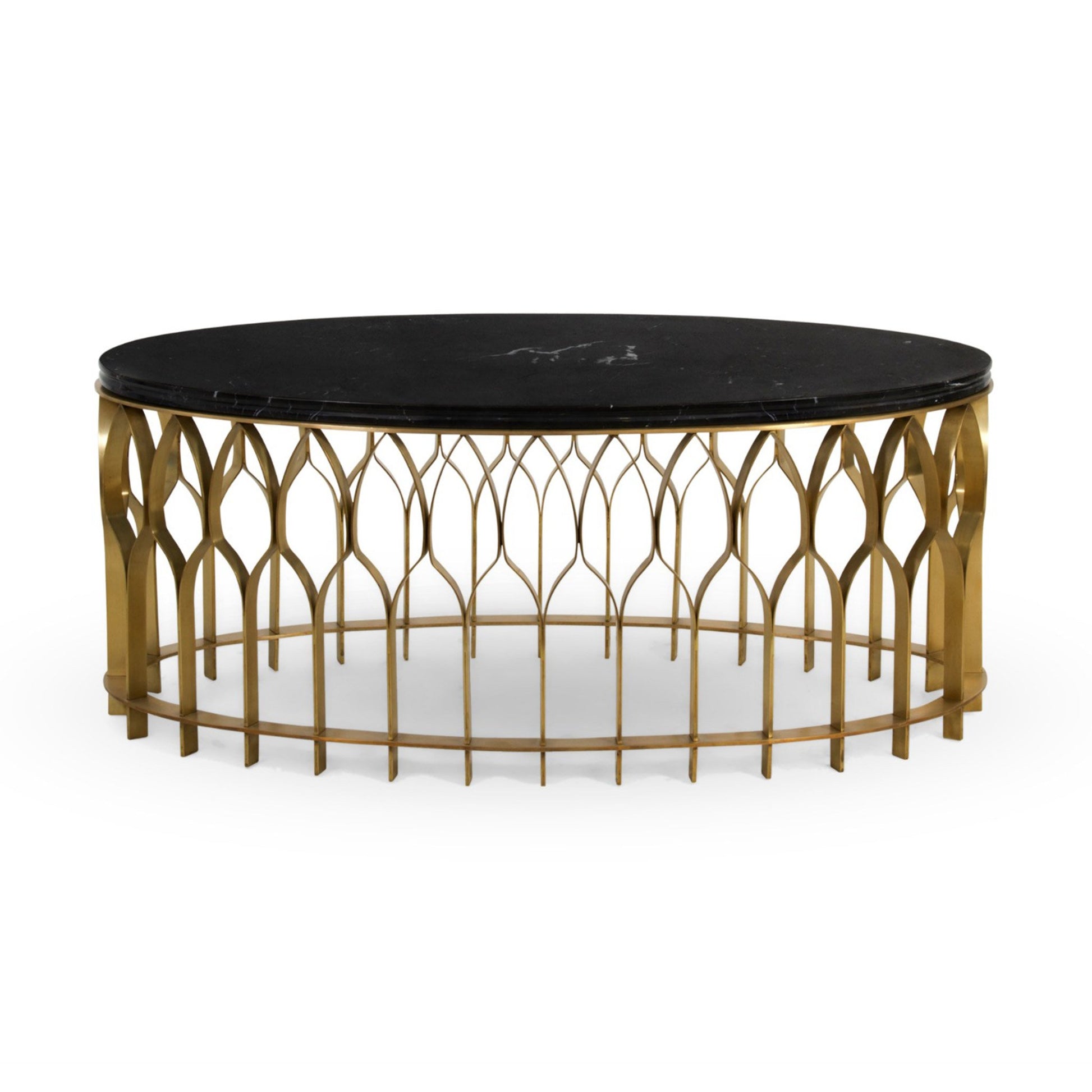 Luxurious middle eastern coffee table with a gold base and marble