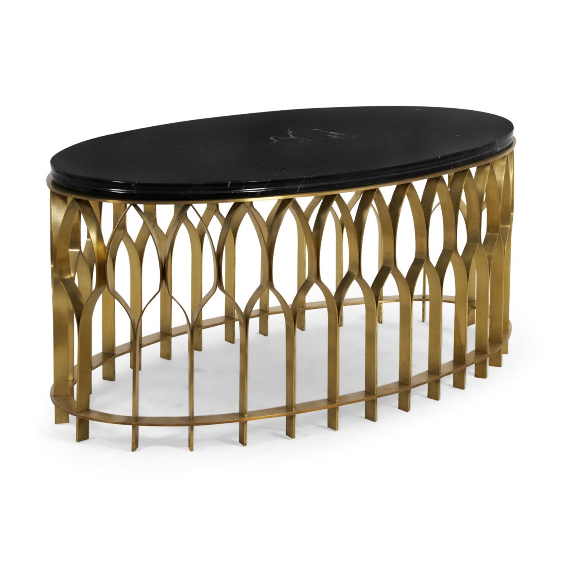 Luxurious middle eastern coffee table with a gold base and marble