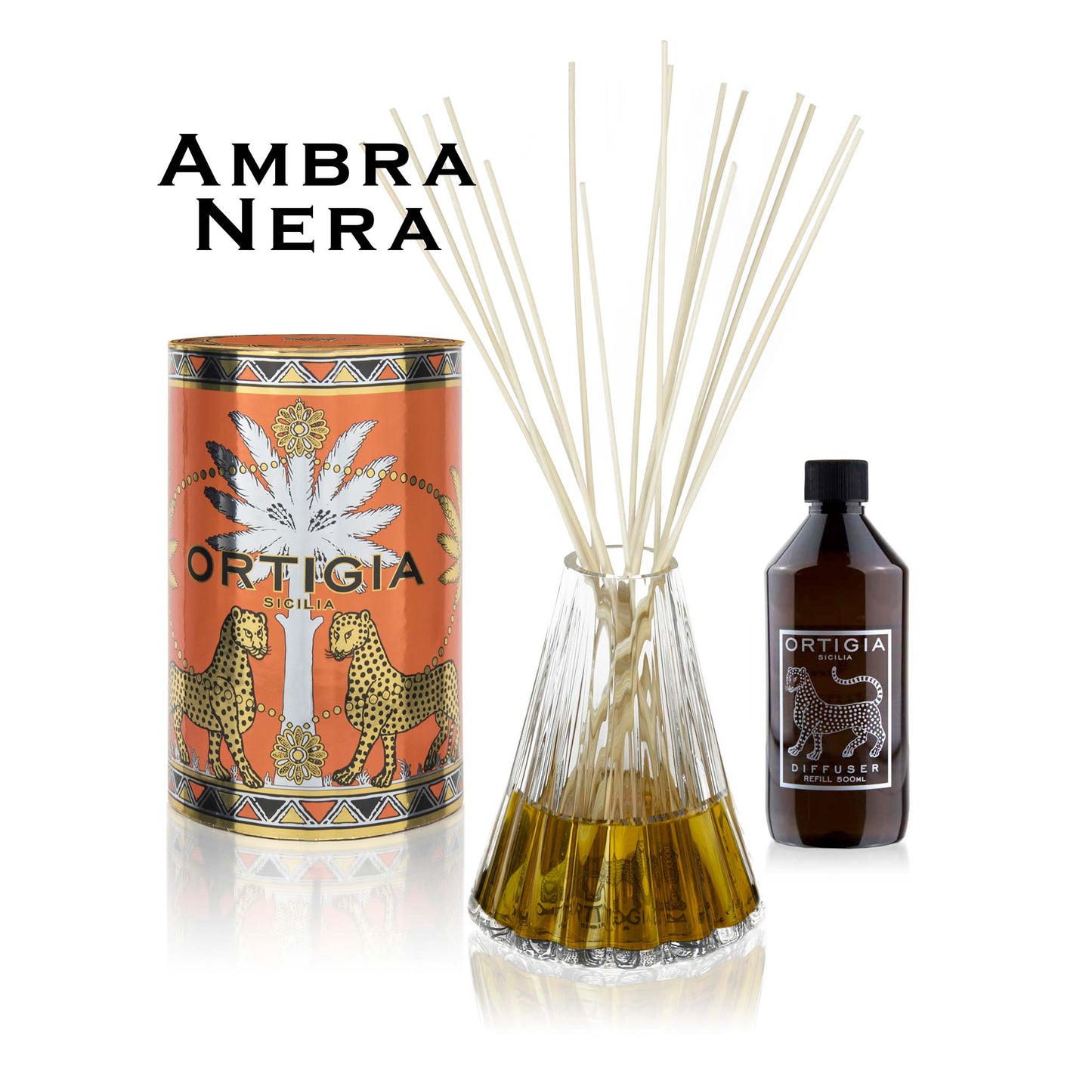 Ortigia Sicilia Ambra Nera Onda Diffuser (500 ml)