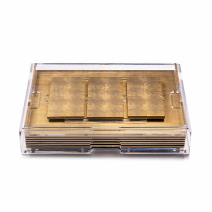 Placemat & Double Coaster Clear Box Set in Matte Gold x 6