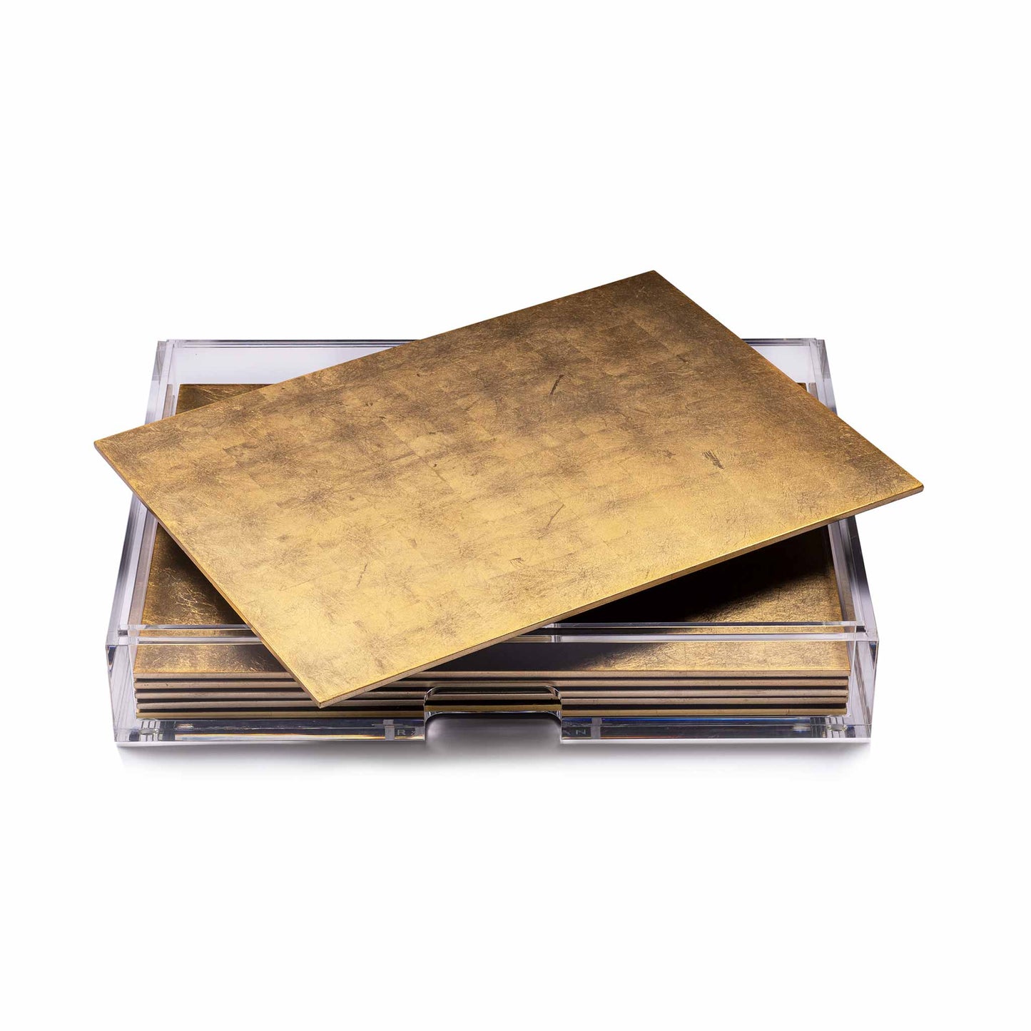 Placemat & Double Coaster Clear Box Set in Matte Gold x 6