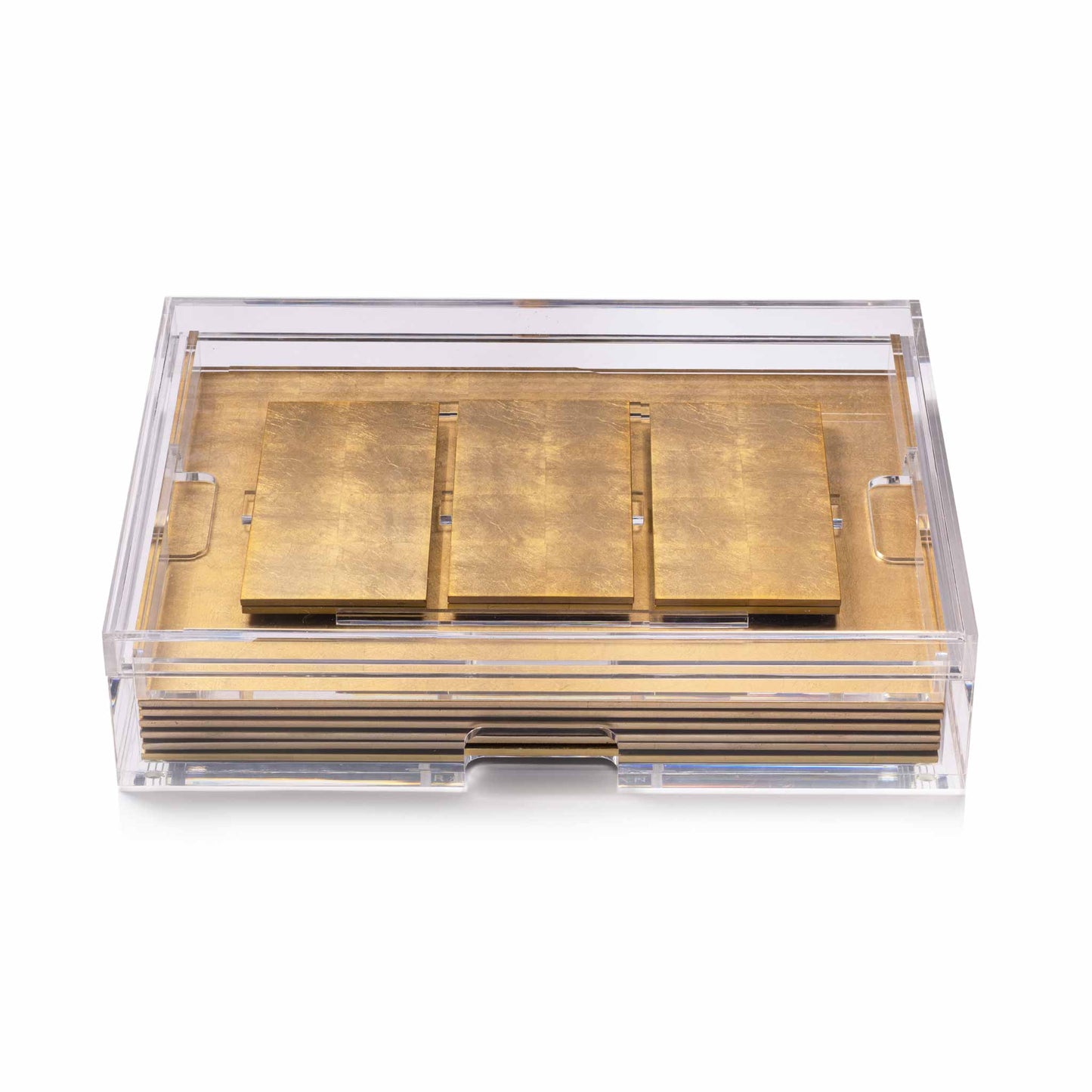 Placemat & Double Coaster Clear Box Set in Matte Gold x 6