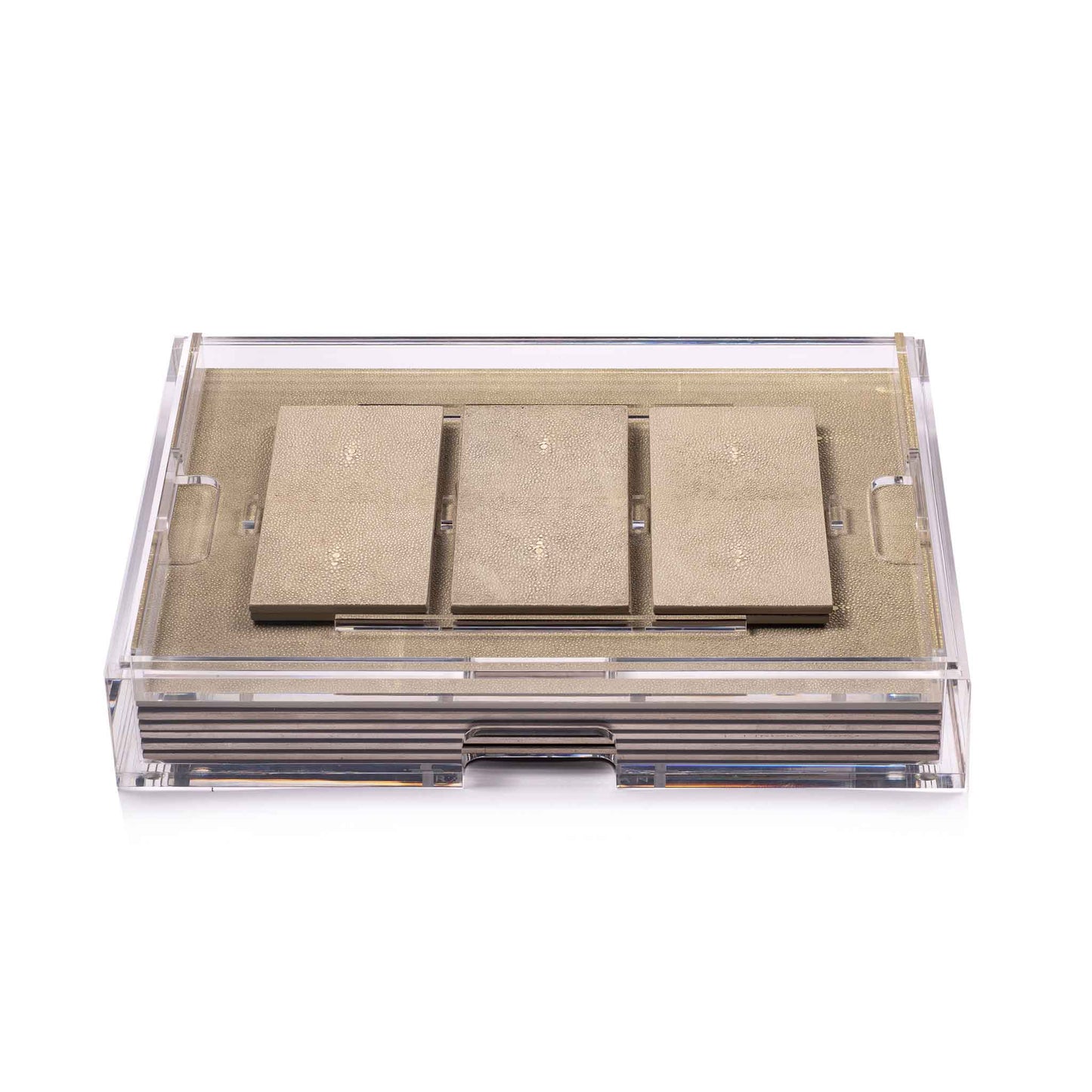 Placemat & Double Coaster Clear Box Set in Natural Shagreen x 6