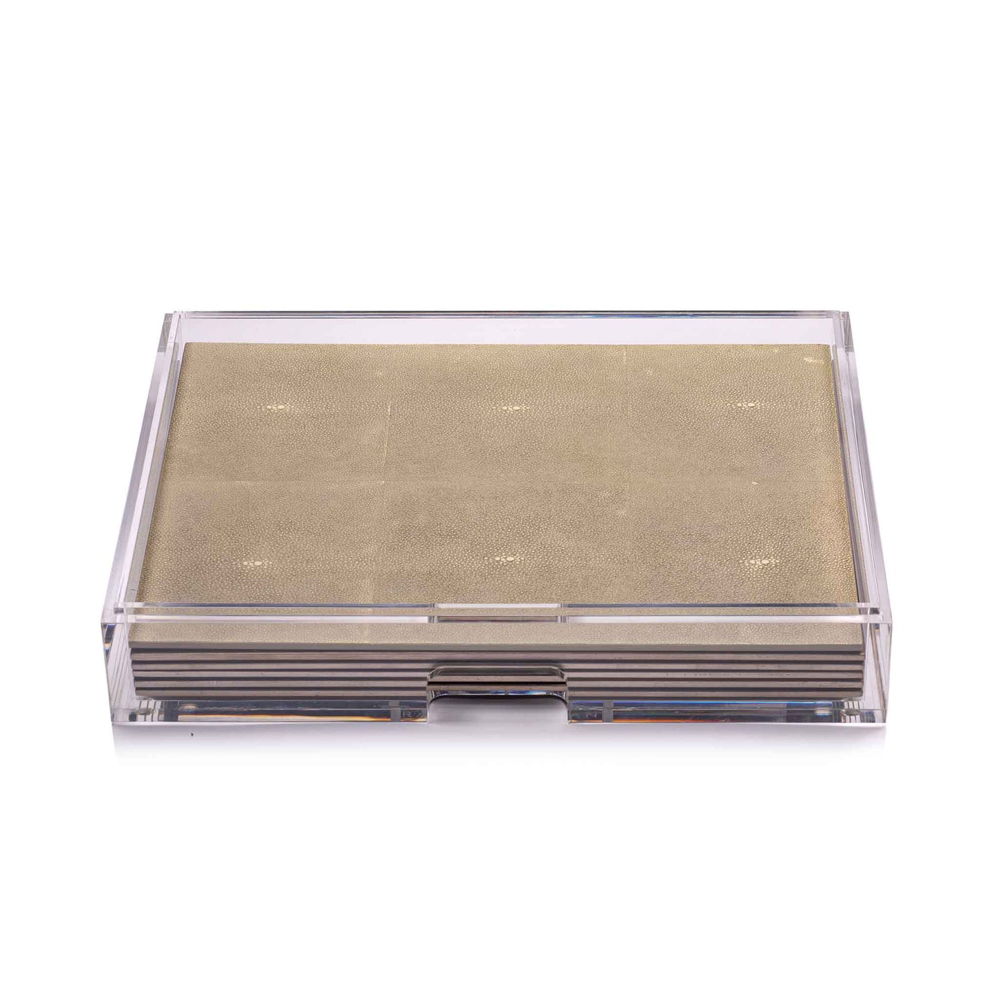 Placemat & Double Coaster Clear Box Set in Natural Shagreen x 6