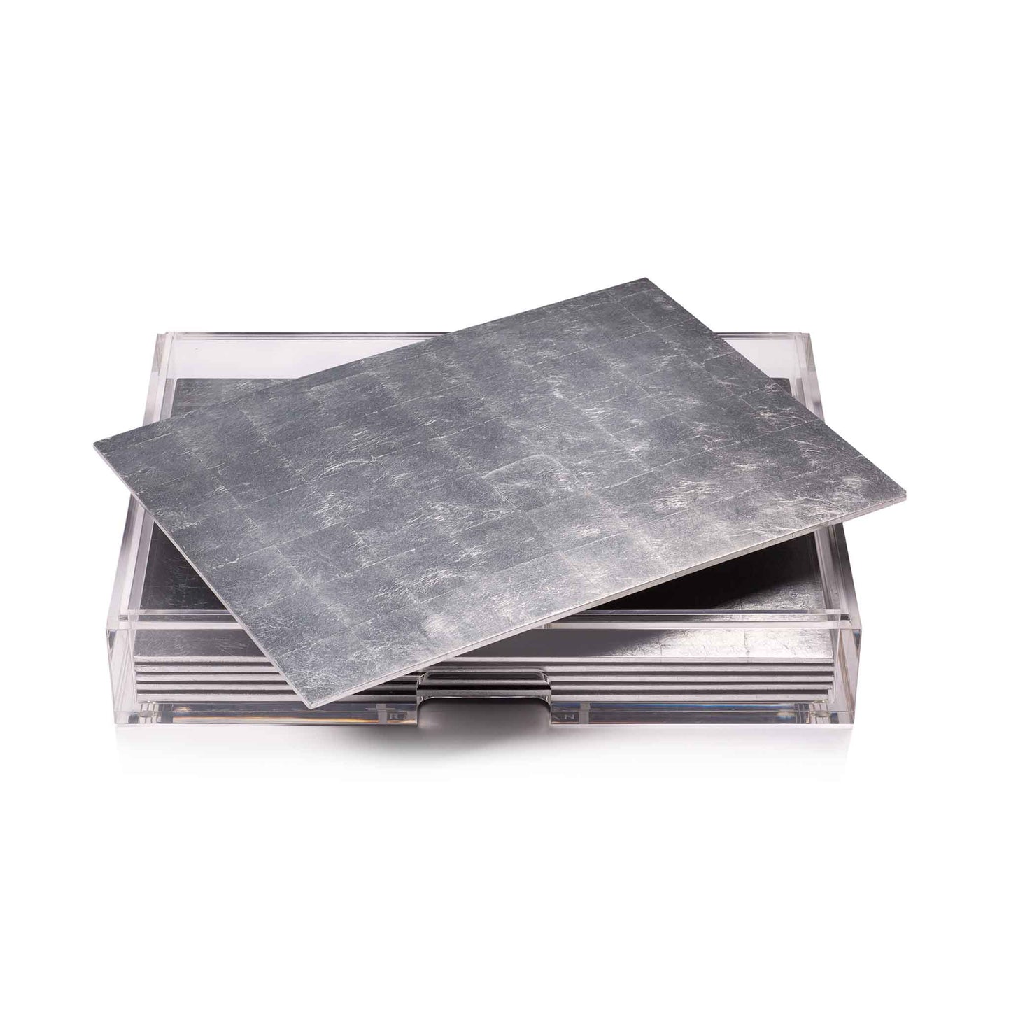 Placemat & Double Coaster Clear Box Set in Silver x 6