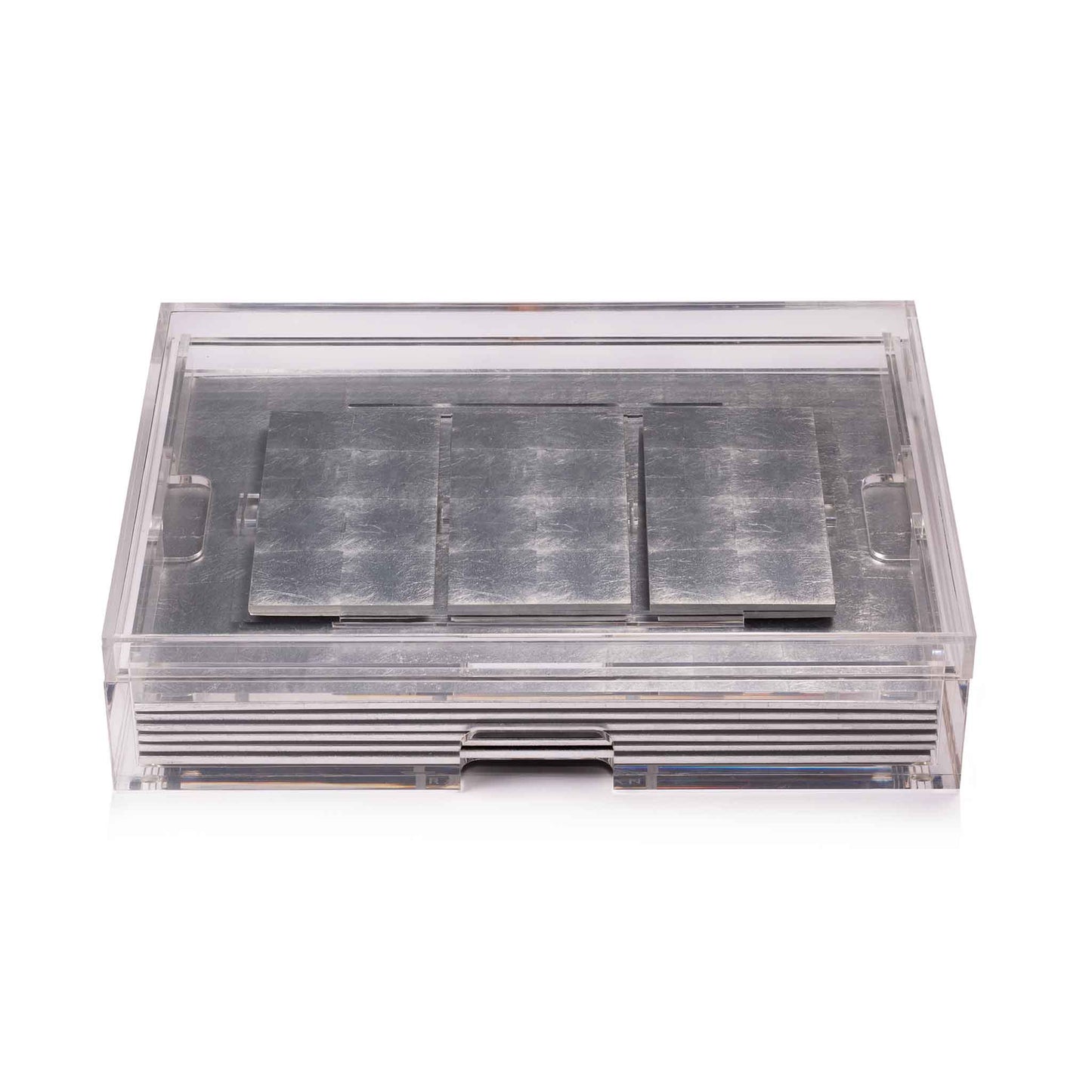 Placemat & Double Coaster Clear Box Set in Silver x 6