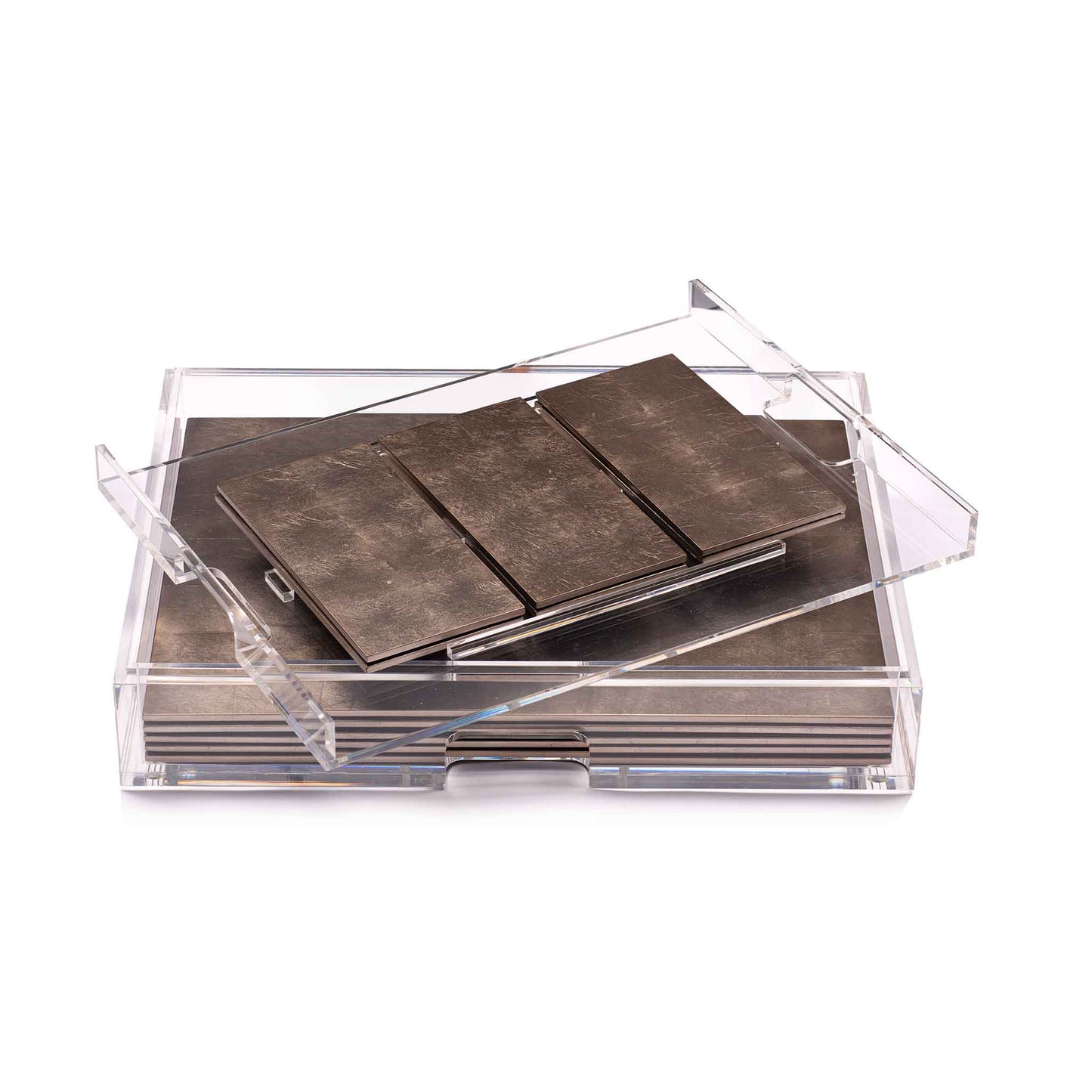 Placemat & Double Coaster Clear Box Set in Matte Taupe x 6