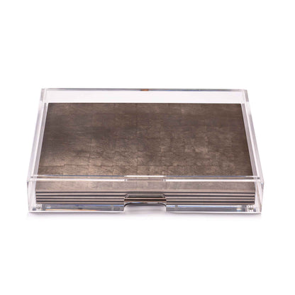 Placemat & Double Coaster Clear Box Set in Matte Taupe x 6