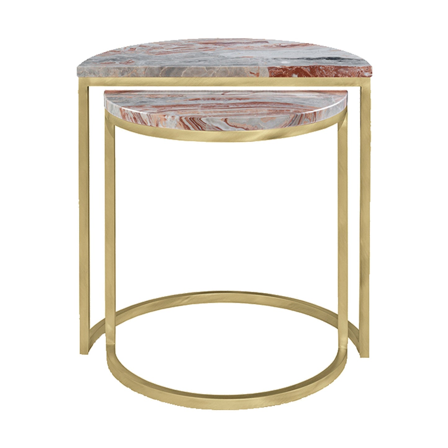 front view of the split rose marble side table