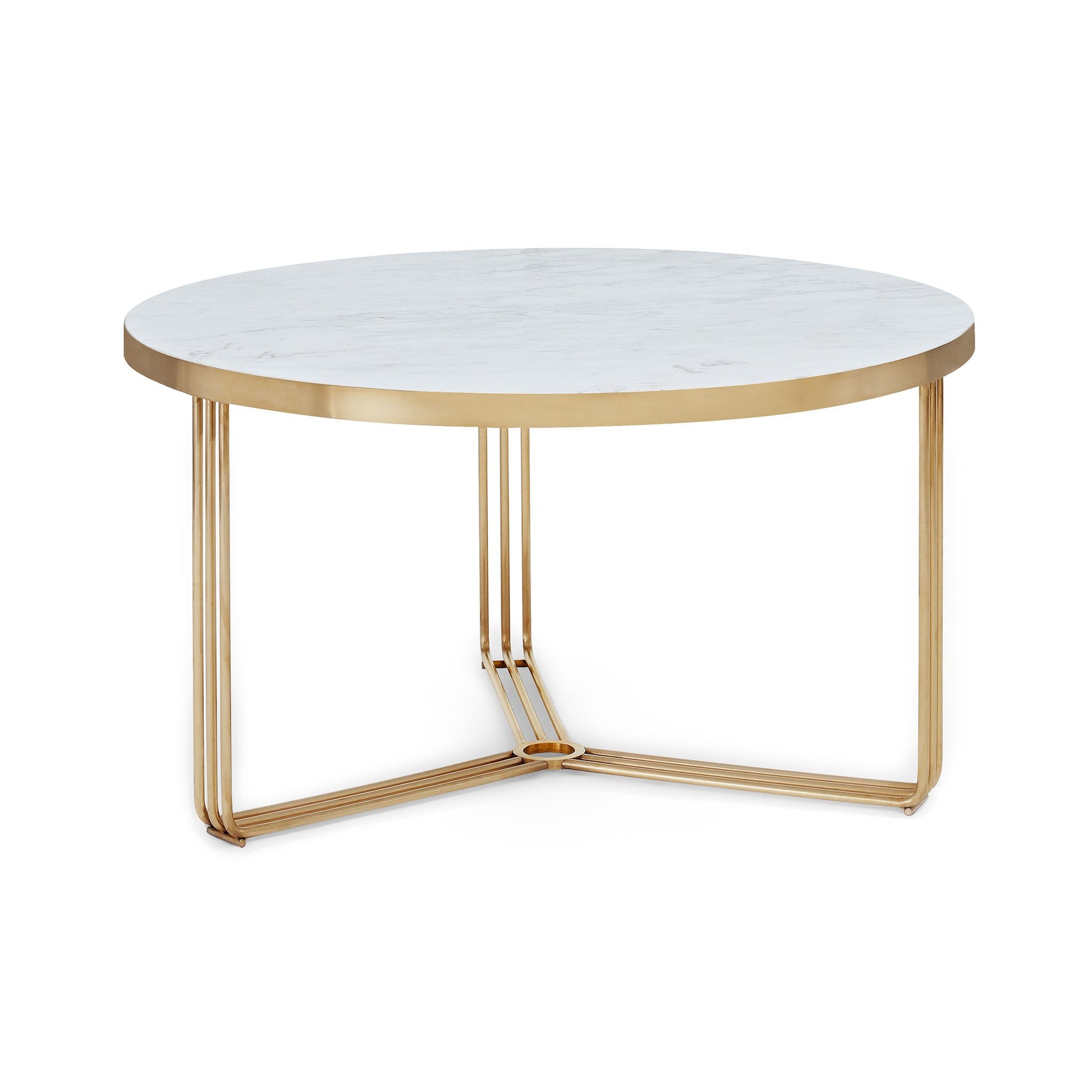 Round pale stone coffee table