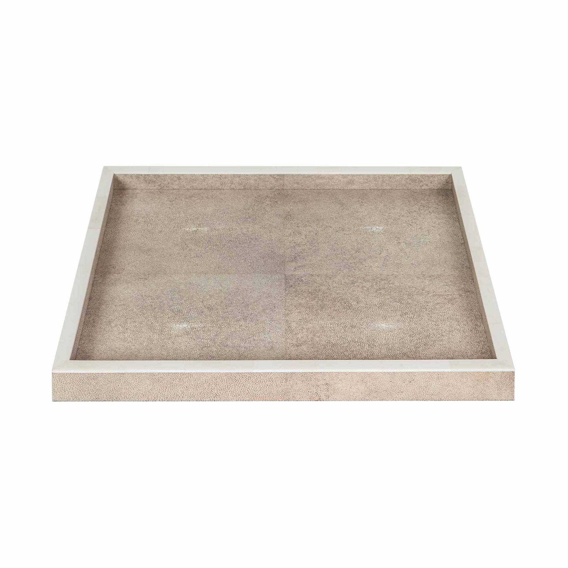 Natural shagreen rectangular tray with white bone trim