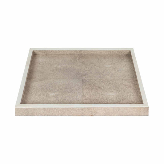 Natural shagreen rectangular tray with white bone trim