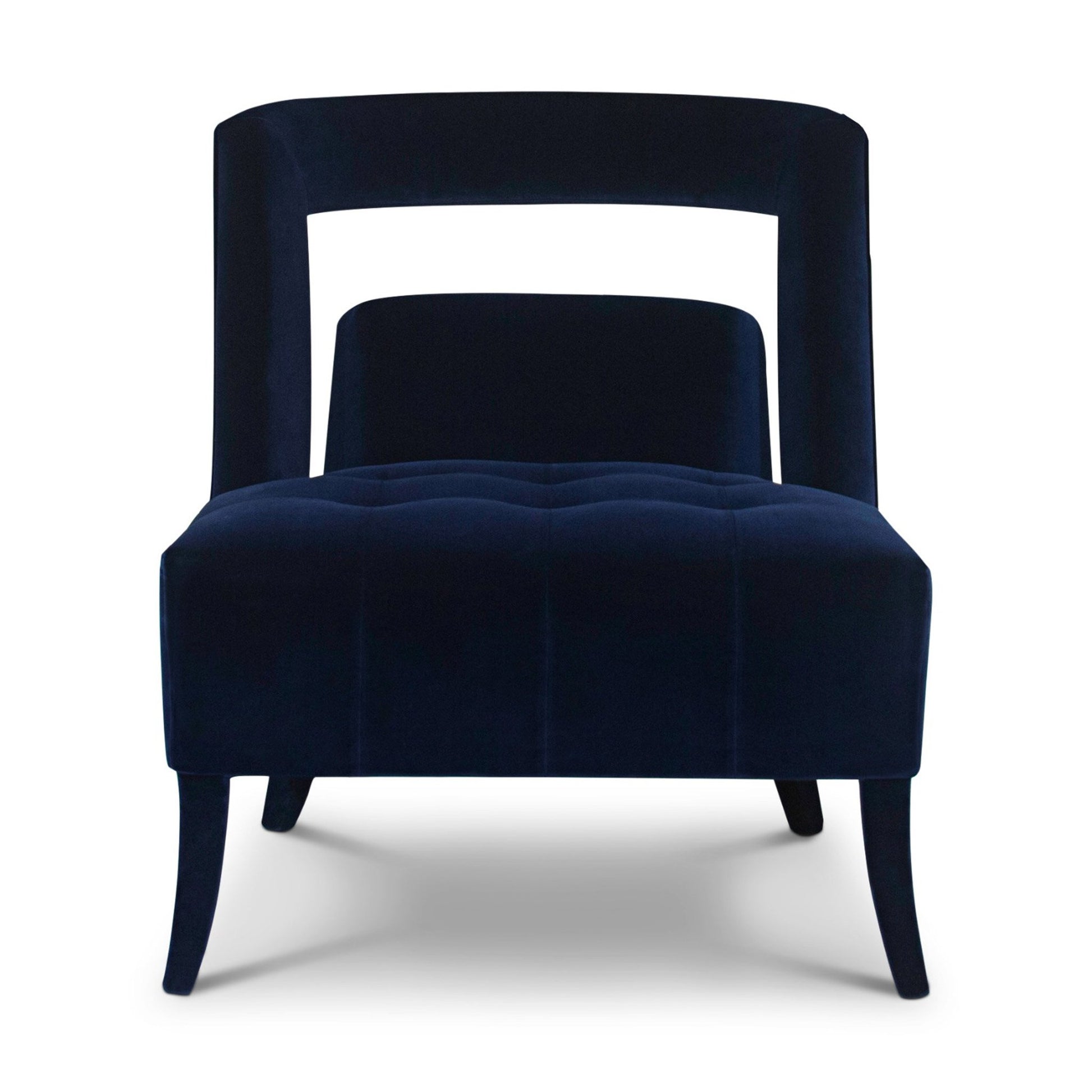 Front of Navy blue Upholstered living room chair