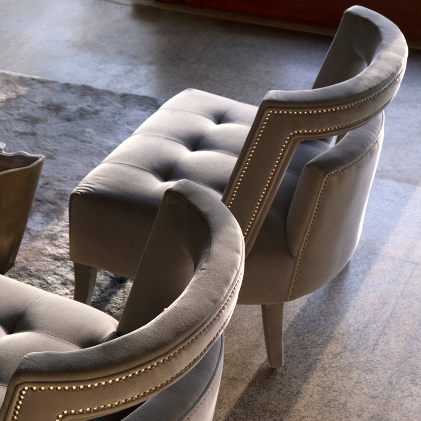 Grey Upholstered Upholstered chair in Luxurious living room