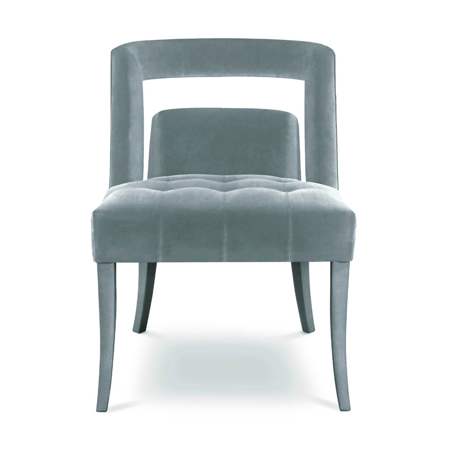 Light blue upholstered tufted dining chair