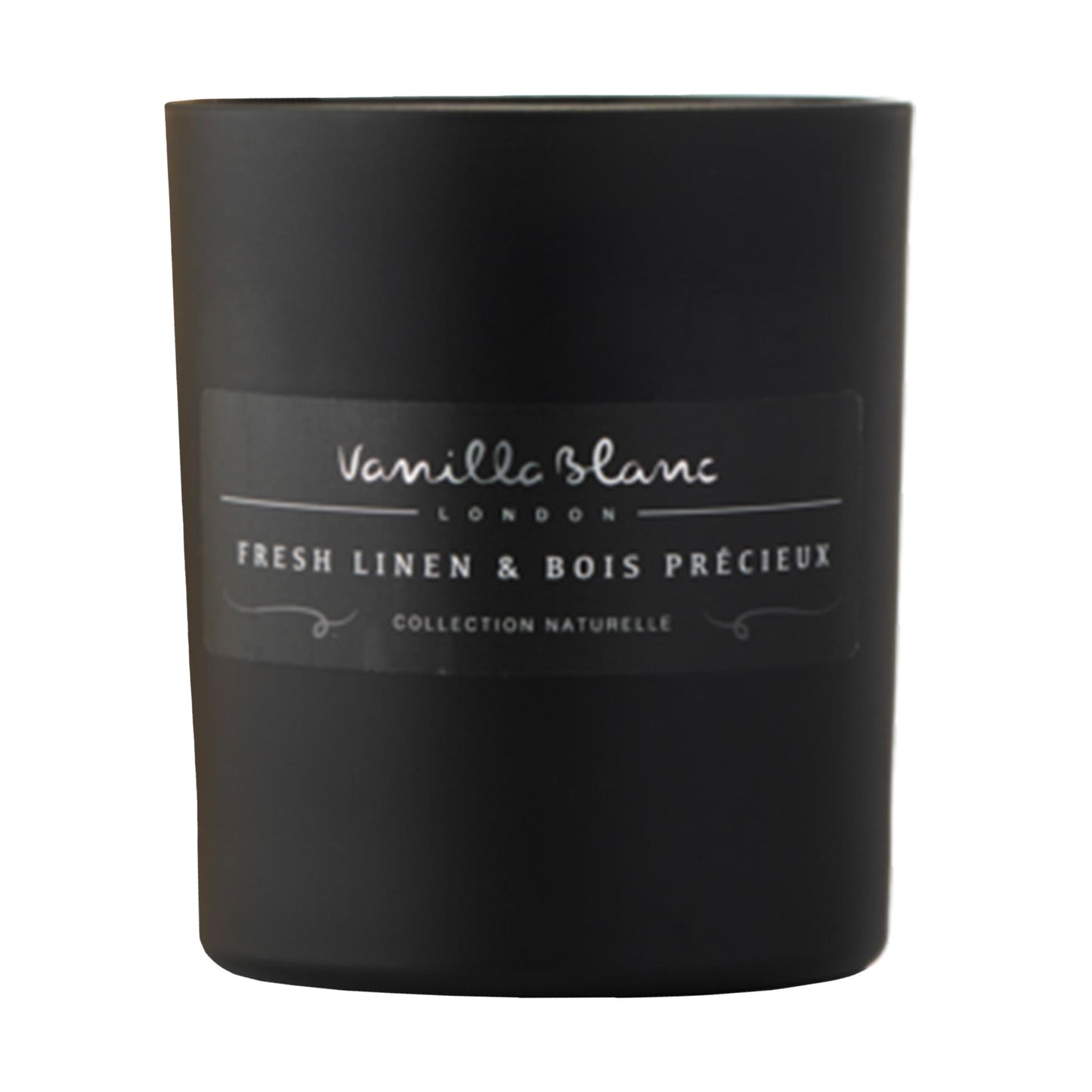 Fresh Linen and Boix Précieux organic candle in matt glass jar