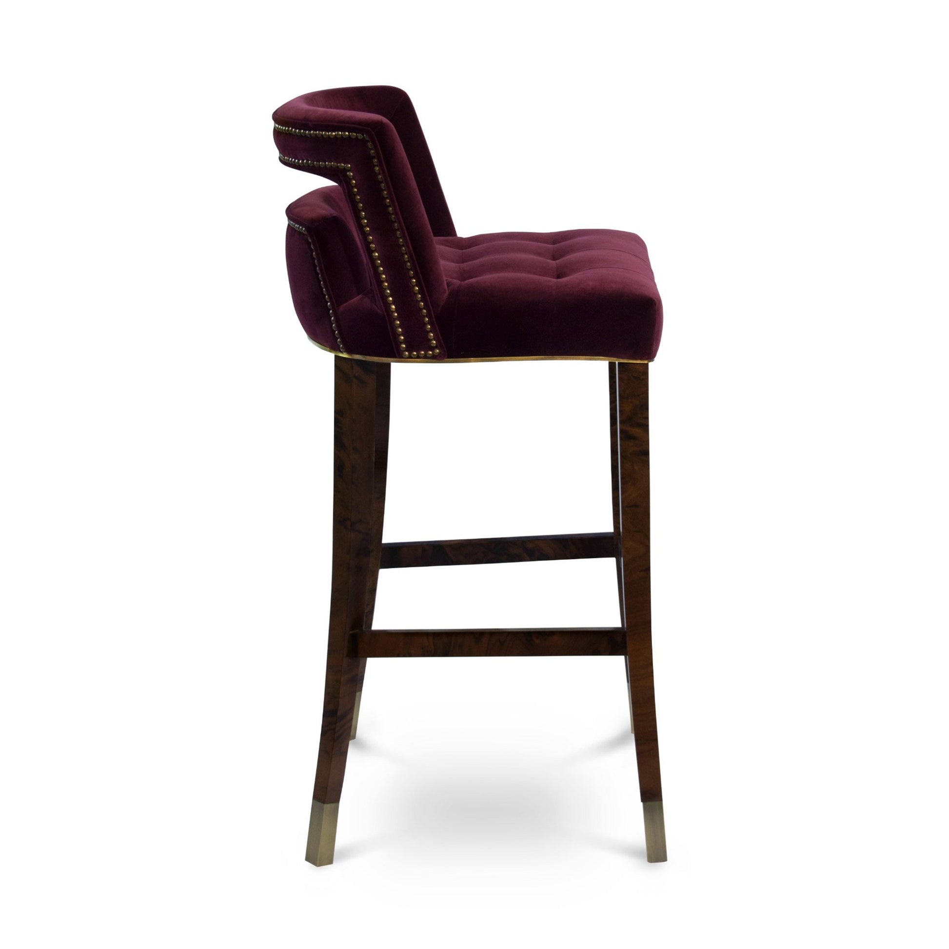 Side of Velvet upholstered bar stools